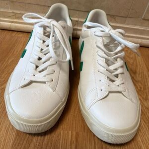 Veja White Sneakers with Green Accents